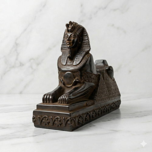 Aethelred Majestic Reclining Egyptian Sphinx Statue with Hieroglyphs