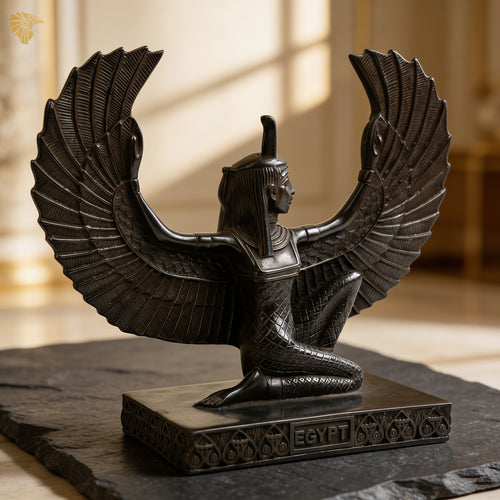Ancient Egyptian Goddess Isis Winged Statue – Dark Patina Replica