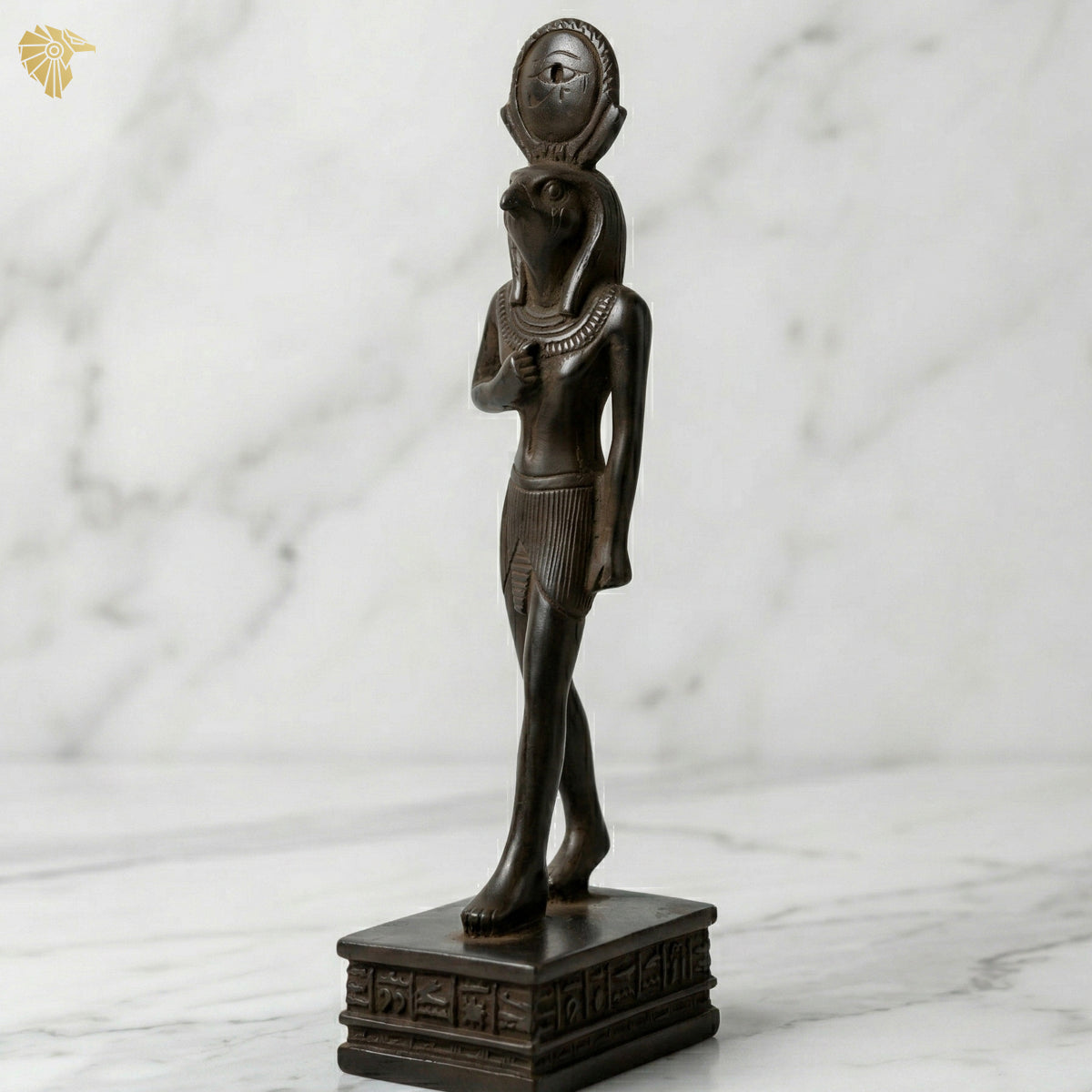 Ancient Egyptian Horus-Ra Statue – Dark Bronze Finish Falcon Deity