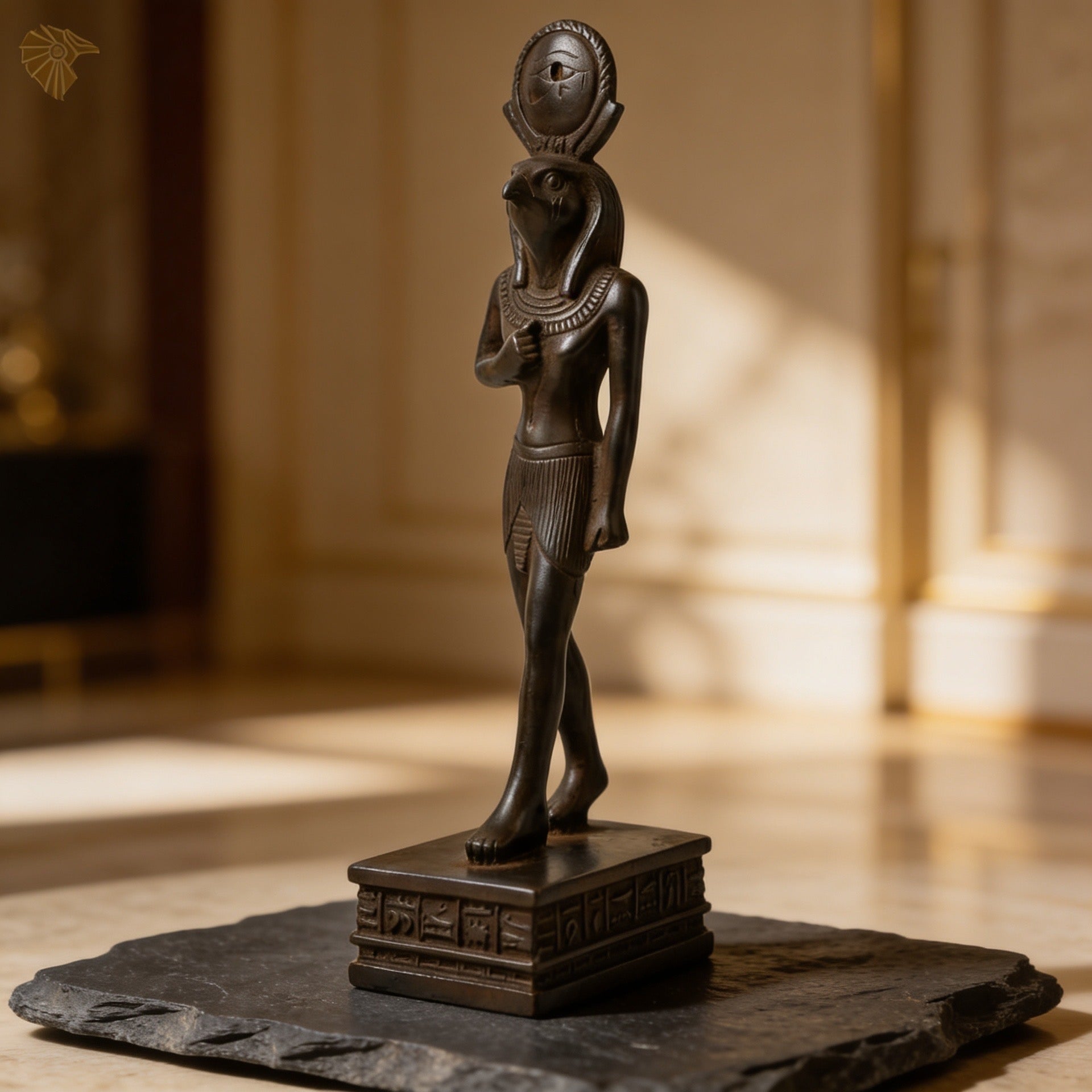 Ancient Egyptian Horus-Ra Statue – Dark Bronze Finish Falcon Deity3