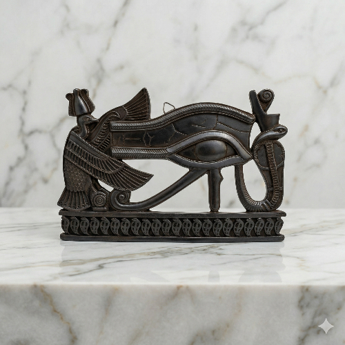 Ancient Guardian: Eye of Horus & Winged Nekhbet Bronze Wall Frieze