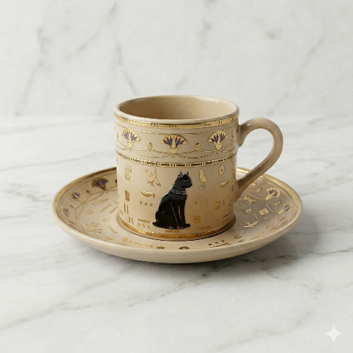 Bastet "Goddess" Espresso Cup and Saucer Set