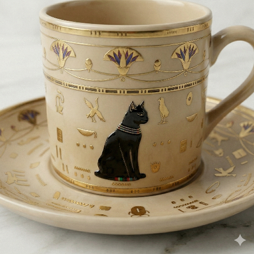 Bastet "Goddess" Espresso Cup and Saucer Set