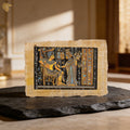 Egyptian Papyrus Painting: Tutankhamun & Queen Scene (Includes English Interpretation )2