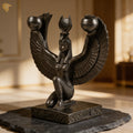 Kneeling Goddess Isis Winged Candelabra Statue – Dark Stone Finish3