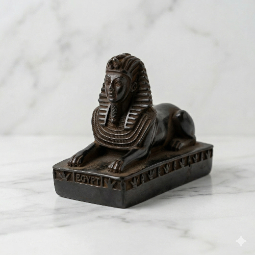 Royal Guardian Sphinx Statue – Antique Stone Finish