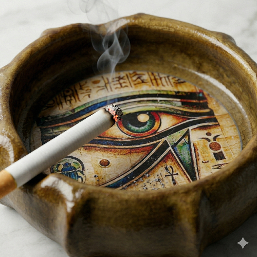 The Eye of Horus Hand-Painted Ceramic Ashtray – Antiqued Bronze Finish