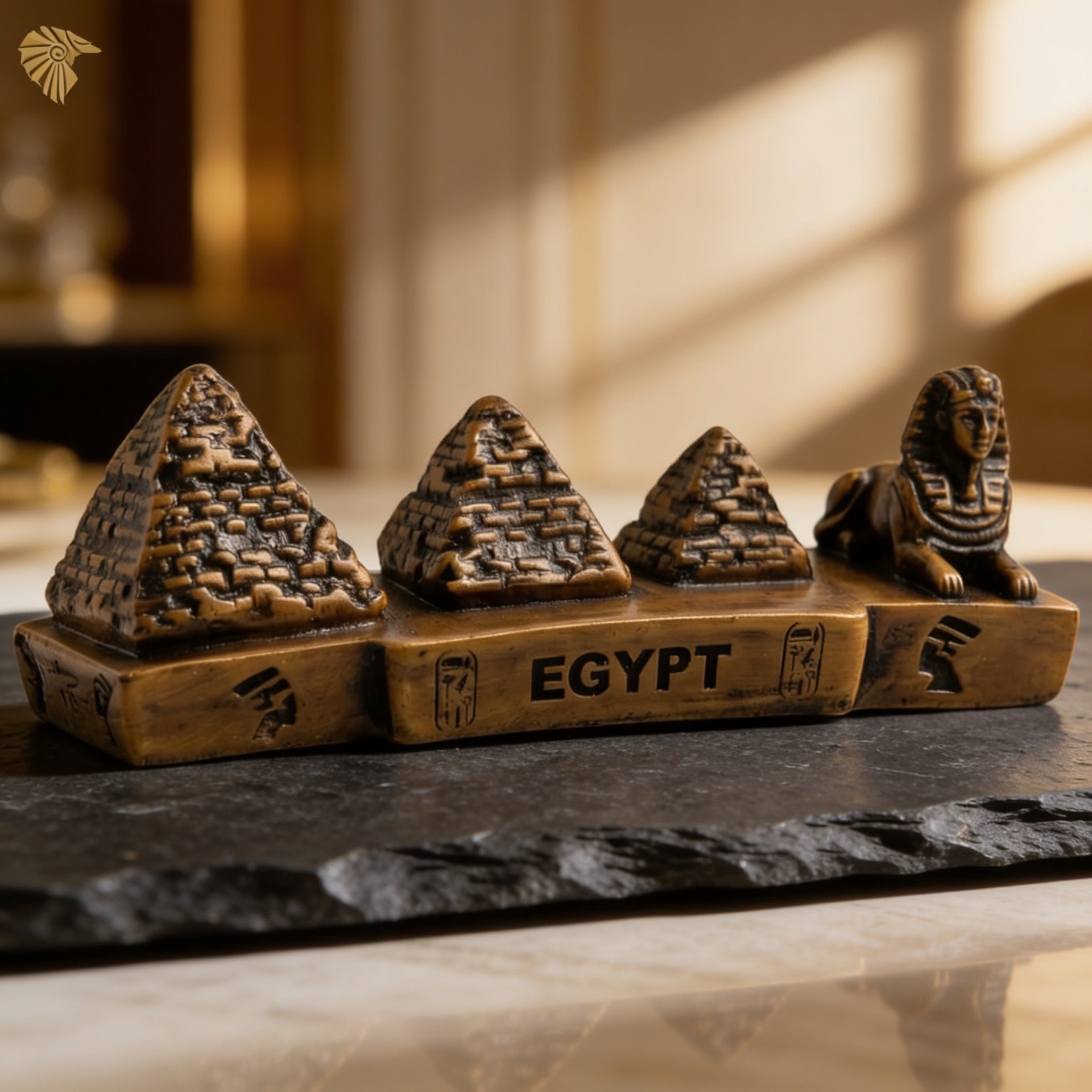 The Giza Plateau Panorama: Great Pyramids & Sphinx Bronze-Tone Replica3