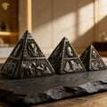 The Giza Triad: Hand-Finished Stone Hieroglyphic Pyramid Set3