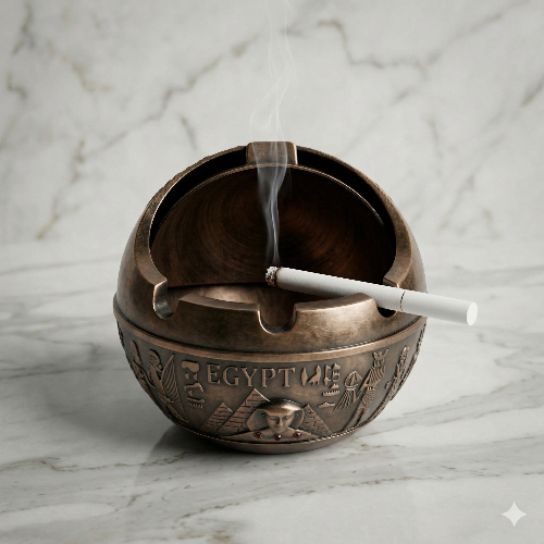 The Pharaoh’s Orb: Rotating Windproof Bronze Egyptian Ashtray