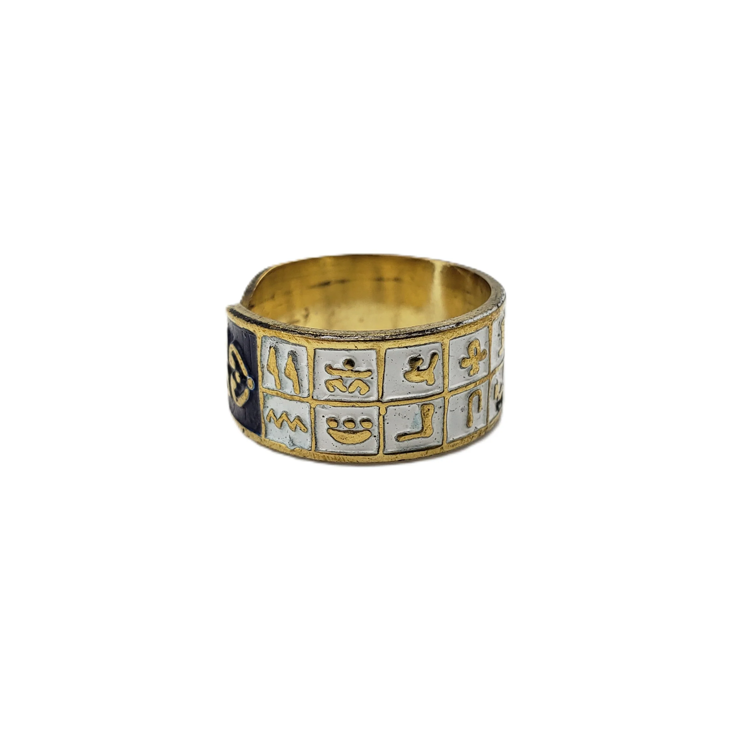Egyptian Hieroglyphic Symbol Ring - Adjustable Brass - Made in Egypt