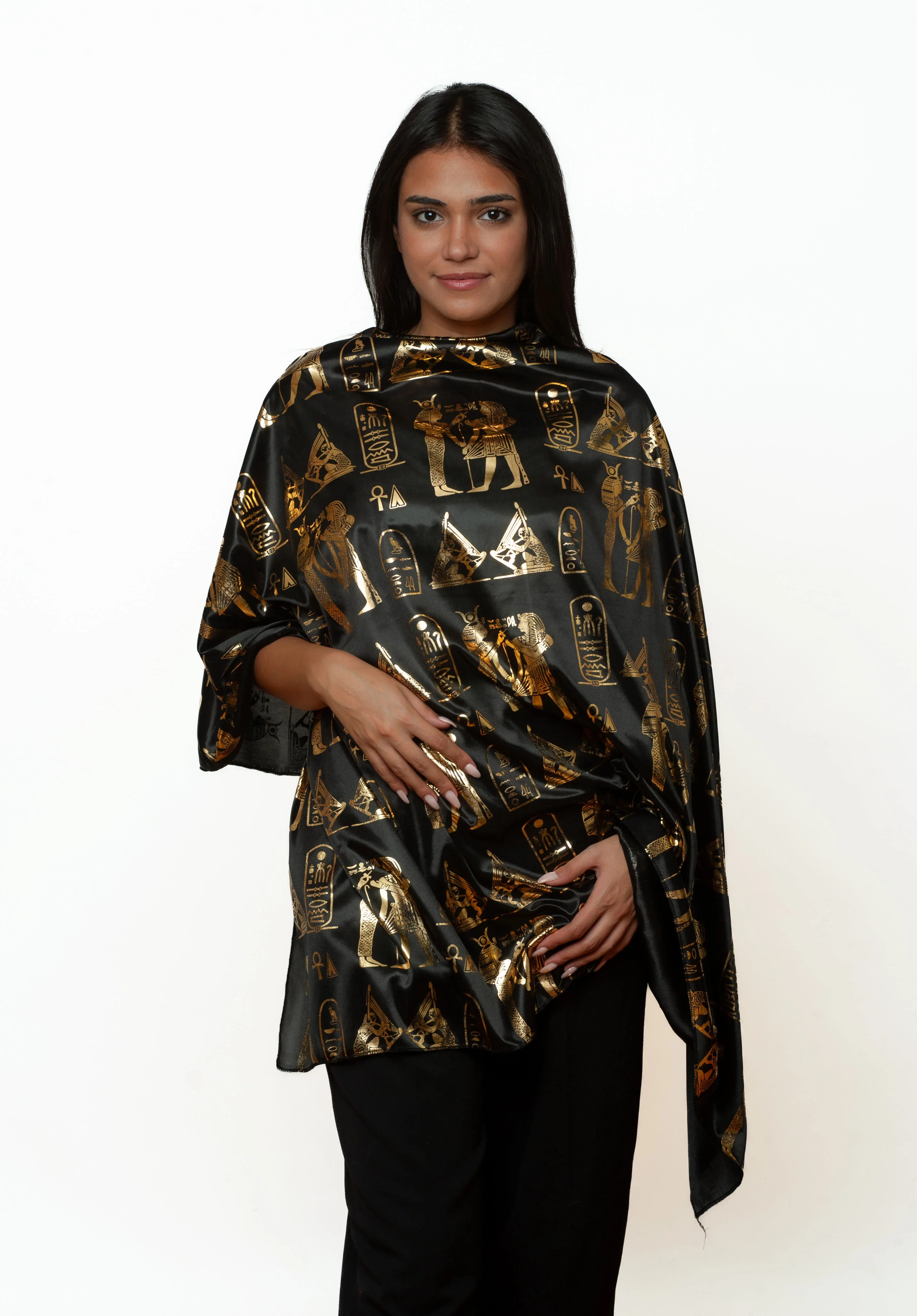 Egyptian Pharaonic Scarf - Black, Cream or White and Gold - Made in Egypt