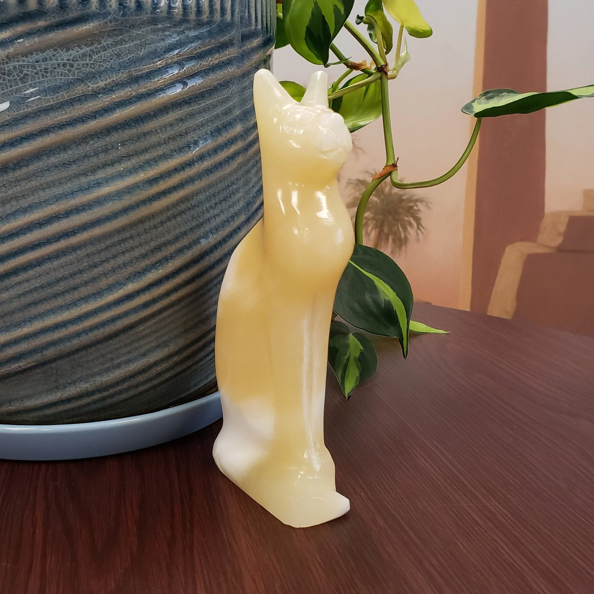Egyptian Bastet Cat Alabaster Statue - Made In Egypt